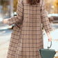 Womens Oversize Wool Blend Plaid DoubleBreasted Trench Coat