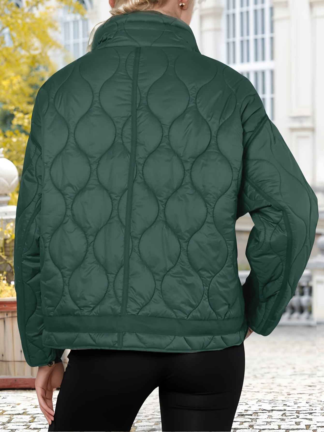 Womens Oversized Quilted Puffer Jacket with Stand Collar