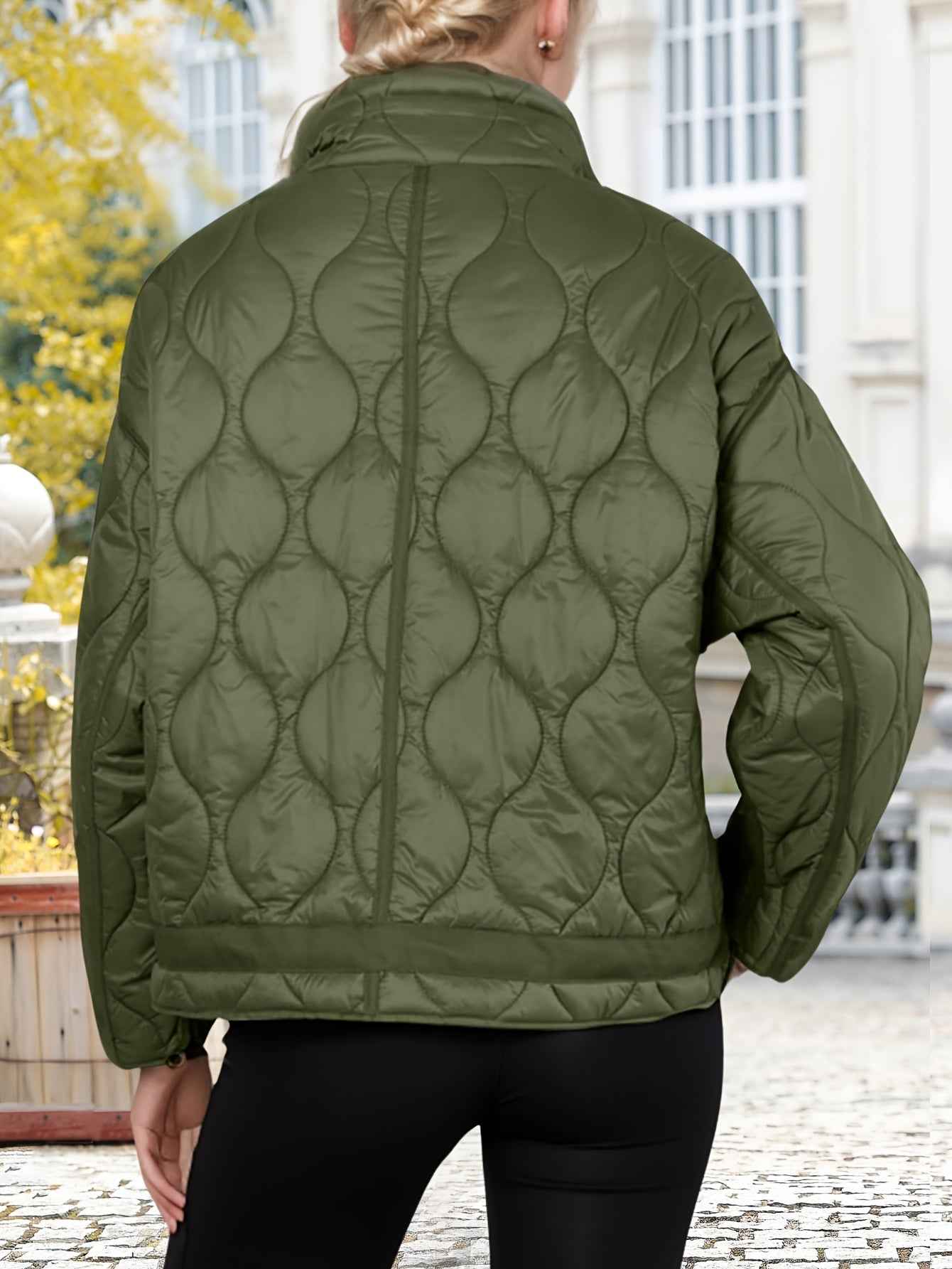 Womens Oversized Quilted Puffer Jacket with Stand Collar