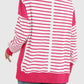 Zimonto - Slit Exposed Seam Striped Long Sleeve Sweatshirt