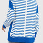 Zimonto - Slit Exposed Seam Striped Long Sleeve Sweatshirt