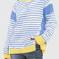 Zimonto - Slit Exposed Seam Striped Long Sleeve Sweatshirt
