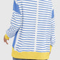 Zimonto - Slit Exposed Seam Striped Long Sleeve Sweatshirt