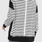 Zimonto - Slit Exposed Seam Striped Long Sleeve Sweatshirt