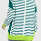 Zimonto - Slit Exposed Seam Striped Long Sleeve Sweatshirt
