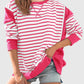 Zimonto - Slit Exposed Seam Striped Long Sleeve Sweatshirt