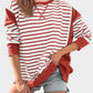 Zimonto - Slit Exposed Seam Striped Long Sleeve Sweatshirt