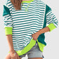 Zimonto - Slit Exposed Seam Striped Long Sleeve Sweatshirt Neon Green
