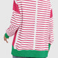 Zimonto - Slit Exposed Seam Striped Long Sleeve Sweatshirt