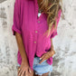 Zimonto - Full Size Collared Neck Half Sleeve Shirt Plus Size Deep Rose