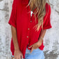 Zimonto - Full Size Collared Neck Half Sleeve Shirt Plus Size