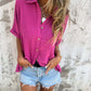 Zimonto - Full Size Collared Neck Half Sleeve Shirt Plus Size