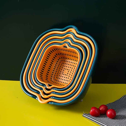 6-Piece Multipurpose Colander Set - Durable, Stackable, Electricity-Free Kitchen Tool for Pasta and Veggies