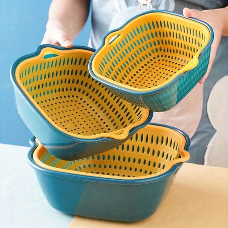 6-Piece Multipurpose Colander Set - Durable, Stackable, Electricity-Free Kitchen Tool for Pasta and Veggies