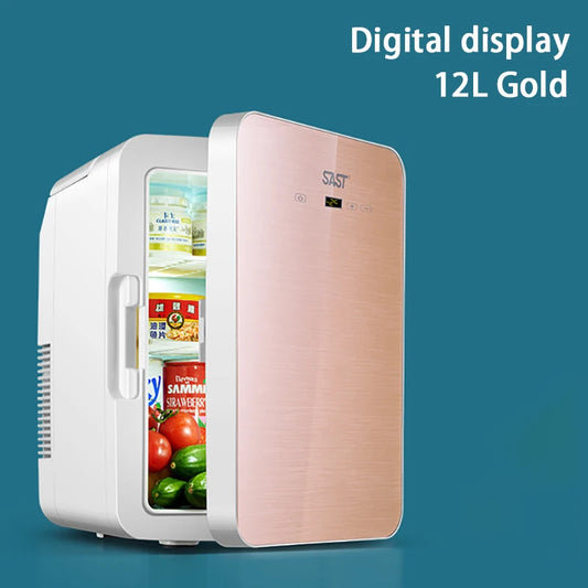 Zimonto - 12L Portable Mini Refrigerator Student Dormitory Heating And Cooling Cosmetics Car Home Dual-Use Refrigeration And Preservation