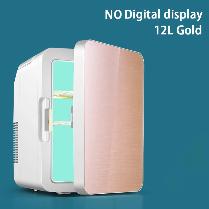 Zimonto - 12L Portable Mini Refrigerator Student Dormitory Heating And Cooling Cosmetics Car Home Dual-Use Refrigeration And Preservation Gold No display us