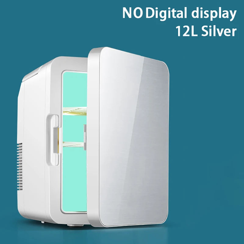 Zimonto - 12L Portable Mini Refrigerator Student Dormitory Heating And Cooling Cosmetics Car Home Dual-Use Refrigeration And Preservation Silver No display us