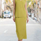 Stylish Womens Ribbed Knit VNeck Top  Midi Skirt Set