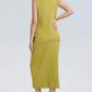 Stylish Womens Ribbed Knit VNeck Top  Midi Skirt Set