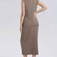Stylish Womens Ribbed Knit VNeck Top  Midi Skirt Set