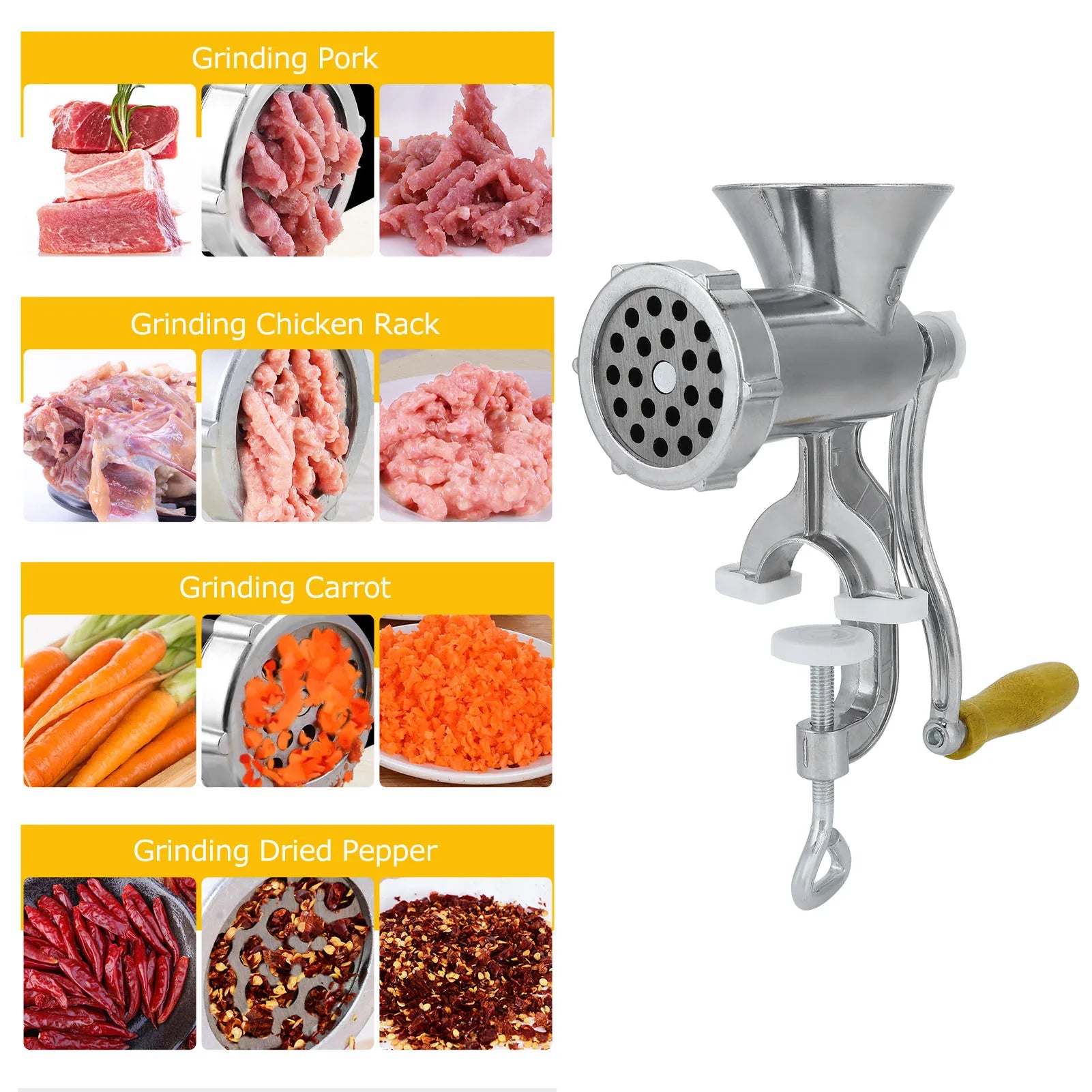 Zimonto - Grinding Machine Pepper Grinder Household Aluminum Alloy Manual Sausage Meat Grinder Pepper Spice Grinding Machine Kitchen Tools