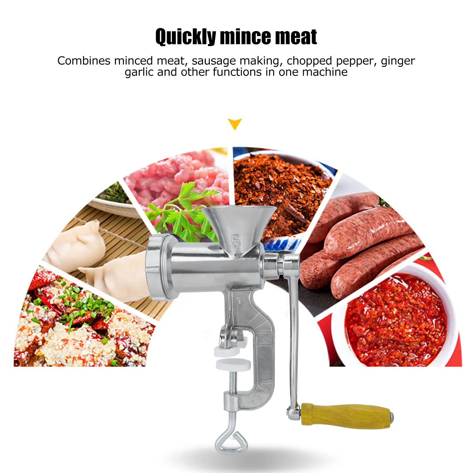 Zimonto - Grinding Machine Pepper Grinder Household Aluminum Alloy Manual Sausage Meat Grinder Pepper Spice Grinding Machine Kitchen Tools