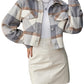 Zimonto - Womens Plaid Flannel Jacket Casual Fall Weekend Wear Classic Grey