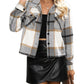 Zimonto - Womens Plaid Flannel Jacket Casual Fall Weekend Wear Sophisticated Dark Gray