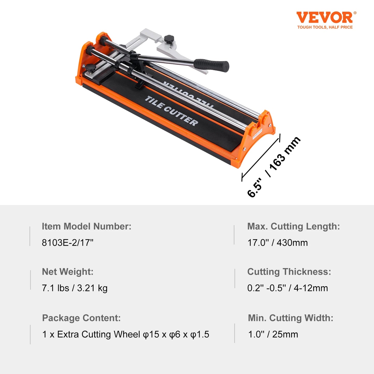 Zimonto - VEVOR Manual Tile Cutter Laser Positioning Single Rails W/ Supporting Feet Professional Push Knife for Cutting Ceramic Porcelain United States 0.4m