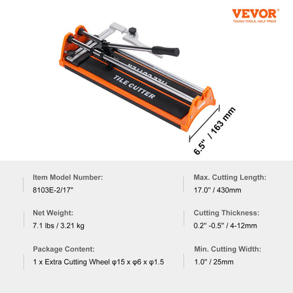Zimonto - VEVOR Manual Tile Cutter Laser Positioning Single Rails W/ Supporting Feet Professional Push Knife for Cutting Ceramic Porcelain United States 0.4m