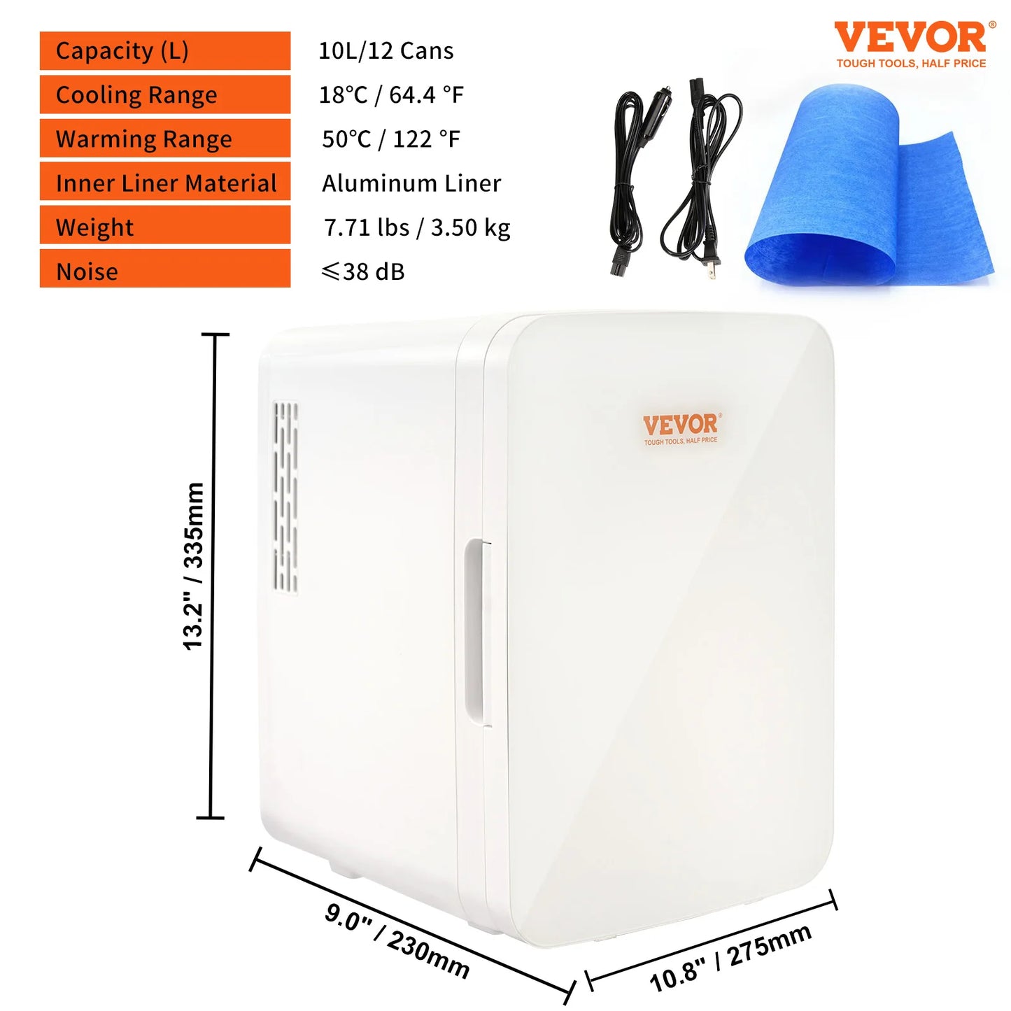 Zimonto - VEVOR 10L Car Refrigerator Mini Portable Skincare Fridge Cooling Freezer Food Drink Storage Box Container for Home Car Bar Use United States 10L White