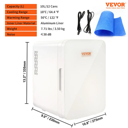 Zimonto - VEVOR 10L Car Refrigerator Mini Portable Skincare Fridge Cooling Freezer Food Drink Storage Box Container for Home Car Bar Use United States 10L White
