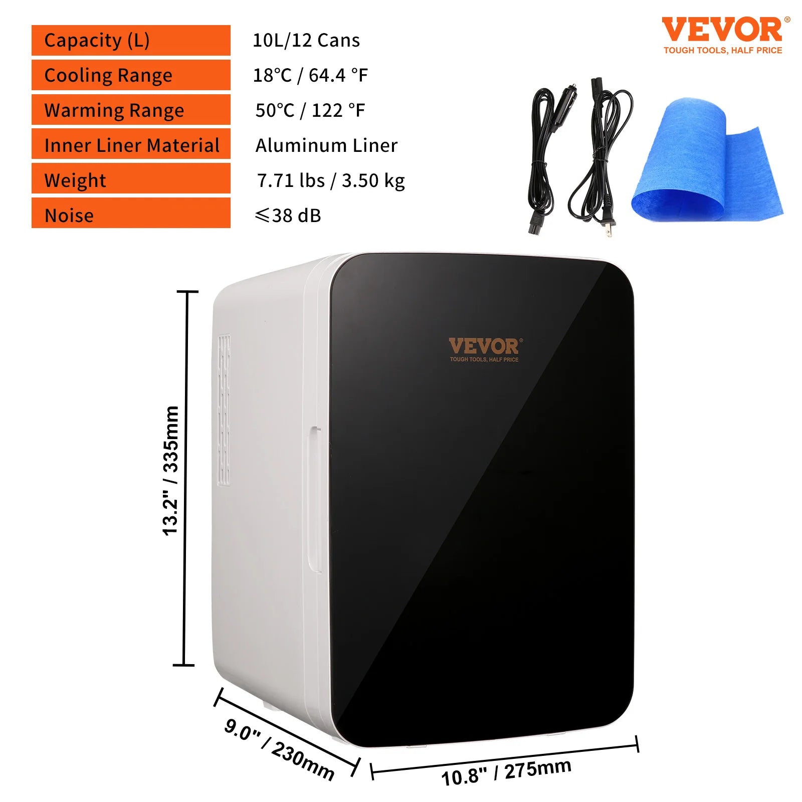 Zimonto - VEVOR 10L Car Refrigerator Mini Portable Skincare Fridge Cooling Freezer Food Drink Storage Box Container for Home Car Bar Use United States 10L Black