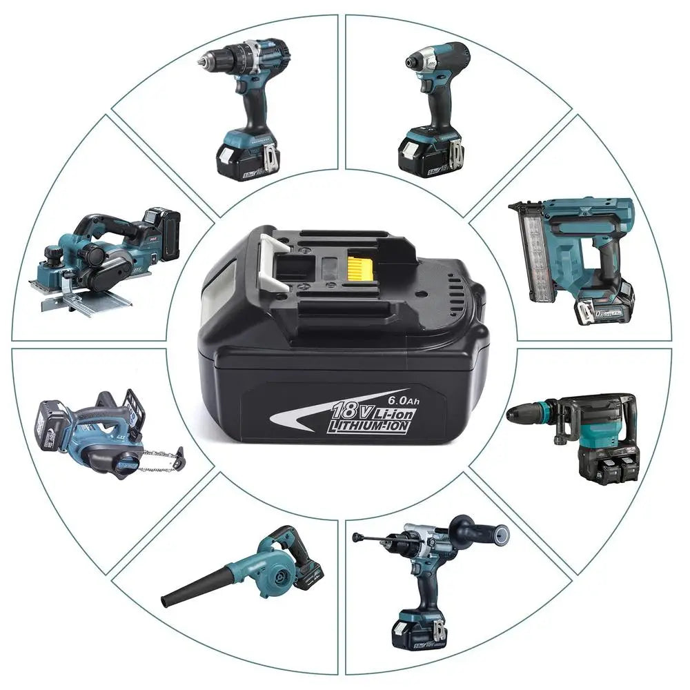 Zimonto - 2-Pack BL1860 18V 6000mAh Lithium-ion Battery Makita LXT Cordless Power Tools