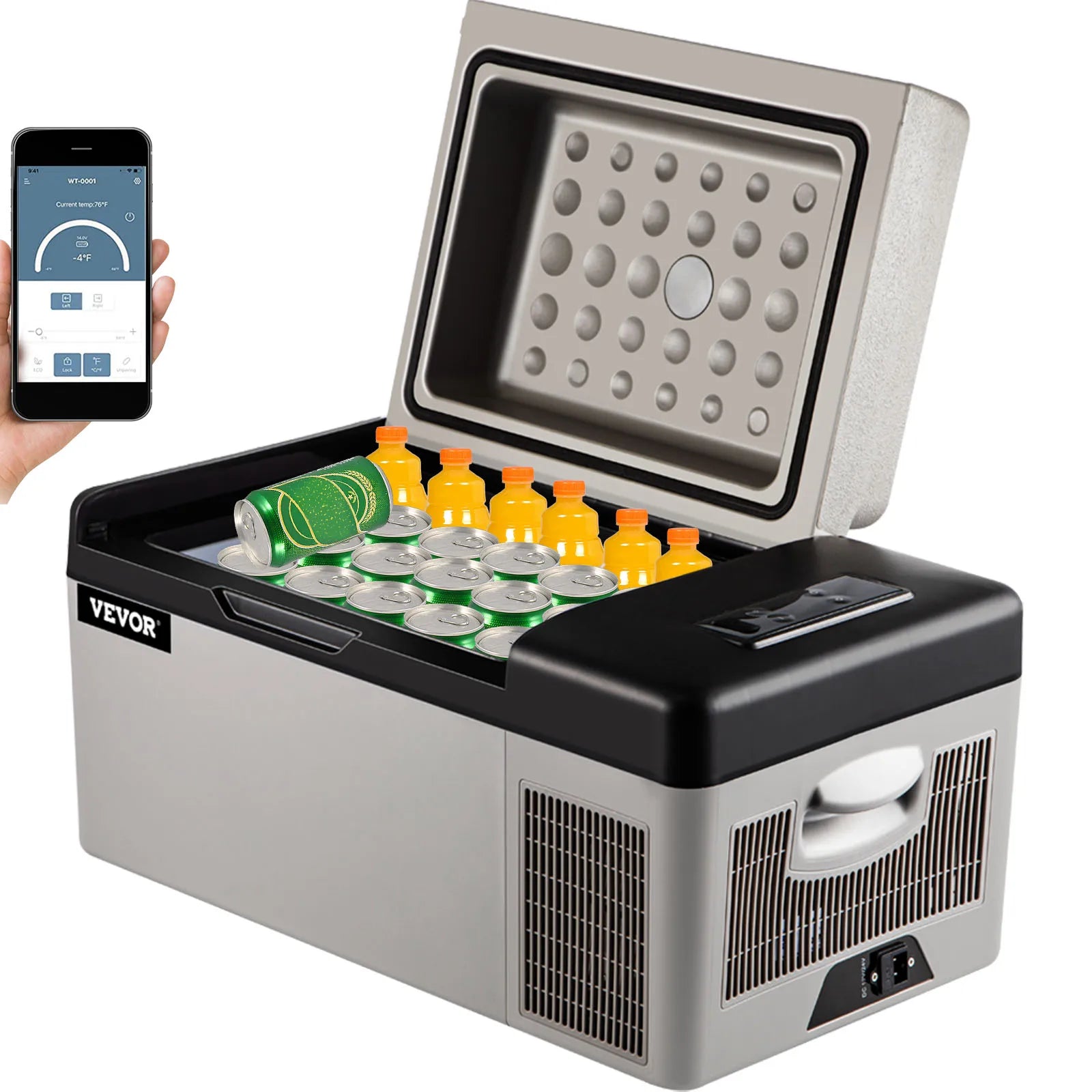 Zimonto - VEVOR Car Refrigerator 20L Compressor Portable Small Refrigerator Freezer Mini Electric Cooler for Driving Travel Fishing Outdoo