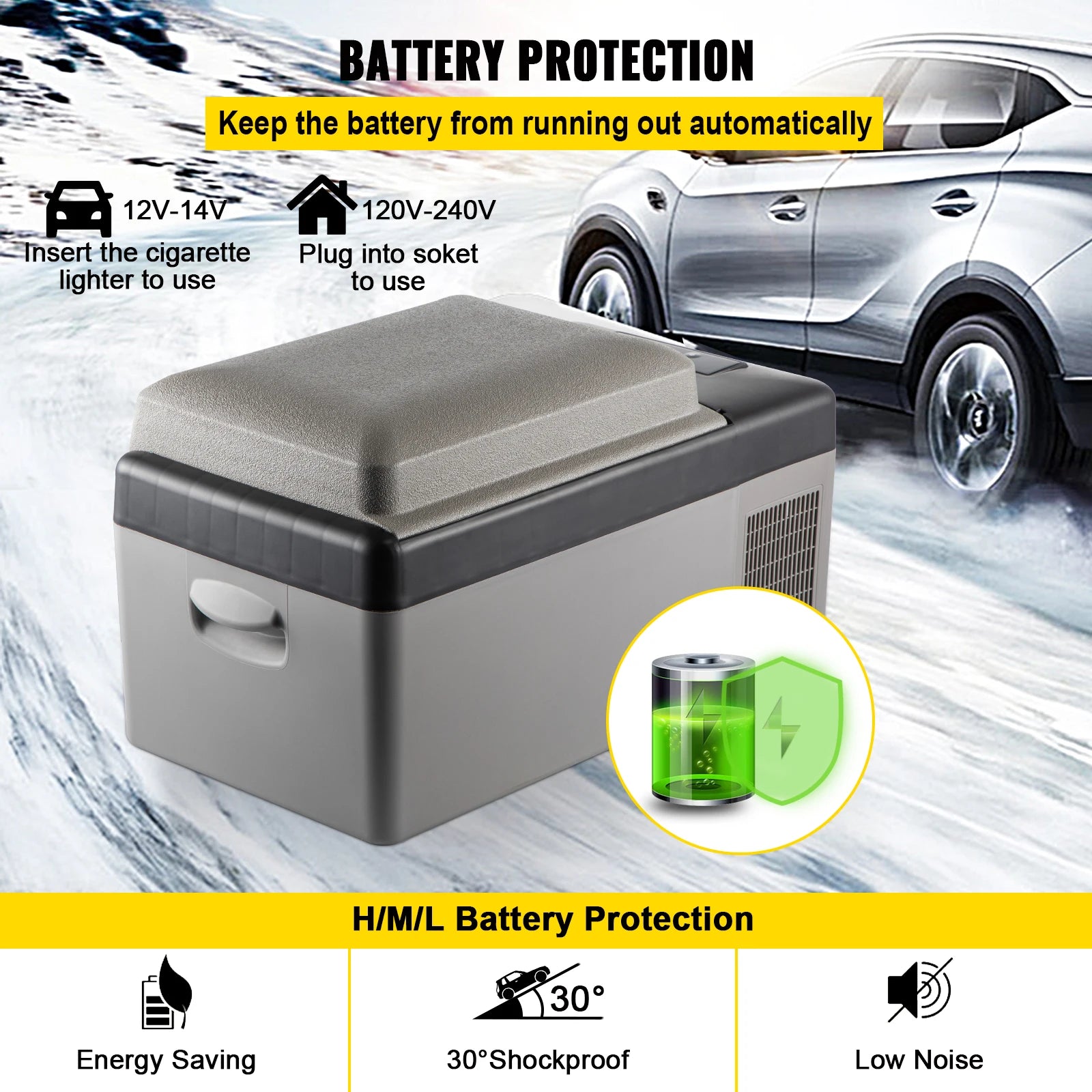 Zimonto - VEVOR Car Refrigerator 20L Compressor Portable Small Refrigerator Freezer Mini Electric Cooler for Driving Travel Fishing Outdoo