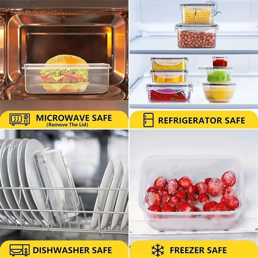 Zimonto - 24pcs Kitchen Storage Container Set - Dishwasher Safe, Reusable Plastic Bins with Flip Lids for Fruits, Vegetables & Meats - Inc