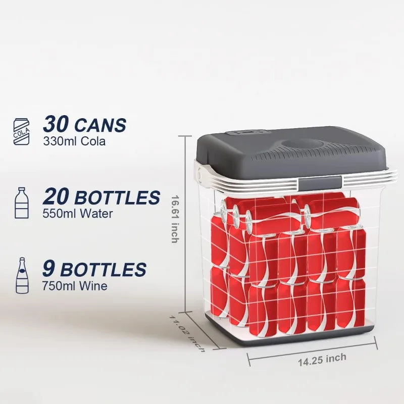 Zimonto - Electric Cooler & Warmer28QT/26L, Portable Car Fridge (48℉~139℉), Car Cooler Plug in, Electric Car Coolers,12V Refrigerator
