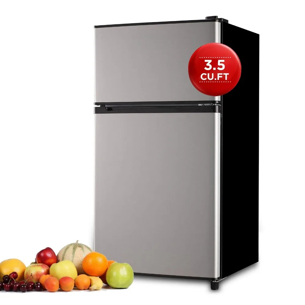 Zimonto - Mini Fridge, Compact Refrigerator with Temp Adjustable Control, Energy-efficient, for Home Kitchen Apartment Dorm Office United States 3.5 Cu.Ft Silver