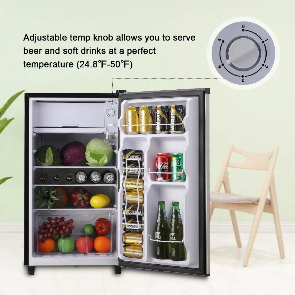 Zimonto - Mini Fridge, Compact Refrigerator with Temp Adjustable Control, Energy-efficient, for Home Kitchen Apartment Dorm Office
