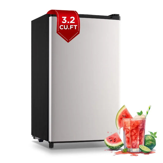Zimonto - Mini Fridge, Compact Refrigerator with Temp Adjustable Control, Energy-efficient, for Home Kitchen Apartment Dorm Office United States 3.2 Cu.Ft Silver