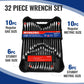 Zimonto - WORKPRO 32-Piece SAE & Metric Combination Wrenches Set, 20-Piece Standard wrenches and 12-Piece Stubby Wrenches with Organizer