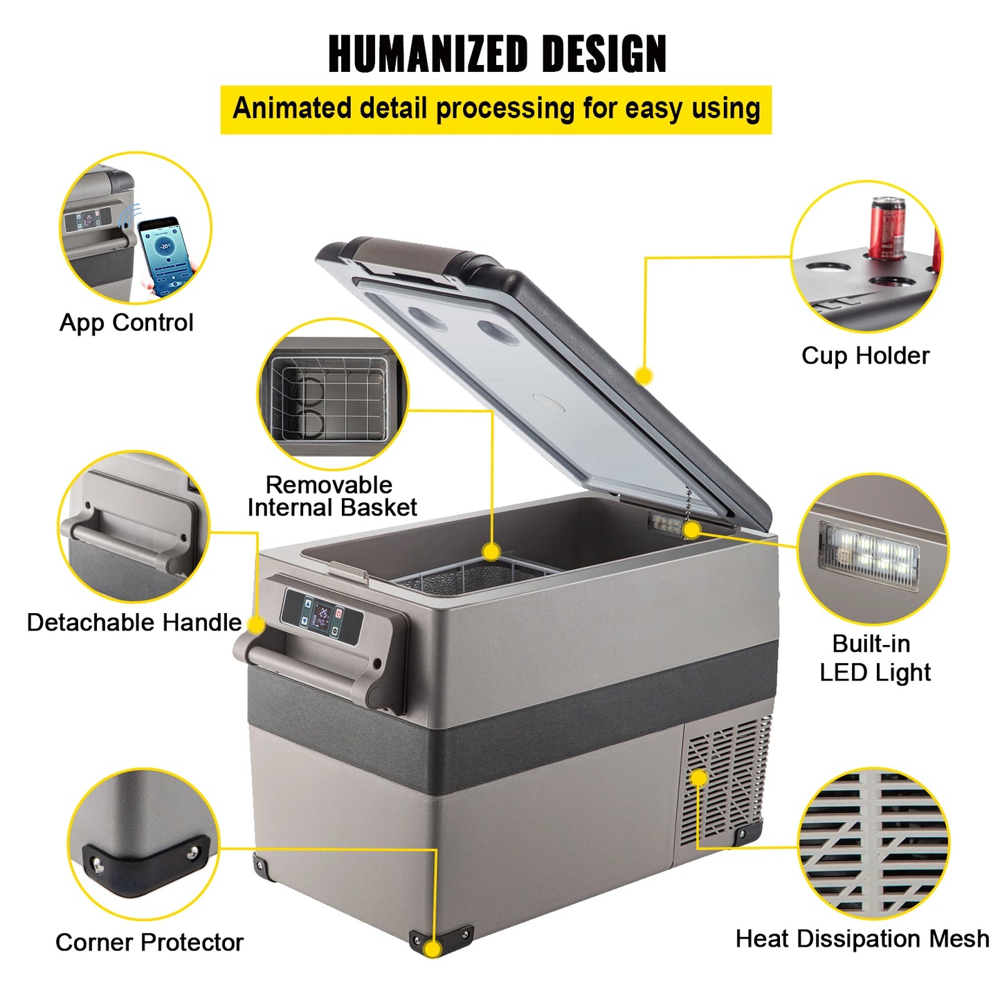 Zimonto - VEVOR Portable Small Car Freezer 45L Mini Car Refrigerator 60W Cooler 12V Portable Vehicle Car Fridge For Home and Outdoor Use