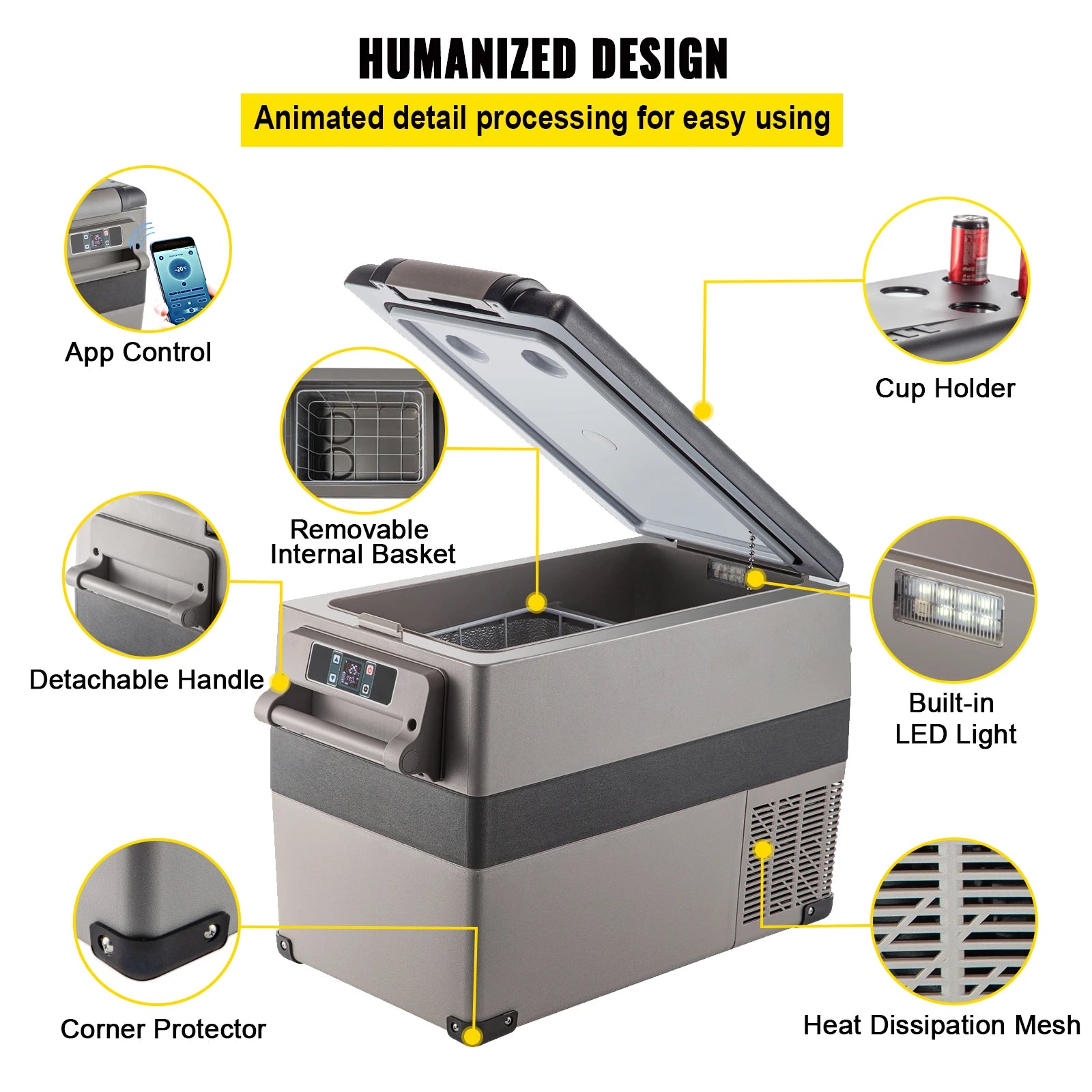 Zimonto - VEVOR Portable Small Car Freezer 45L Mini Car Refrigerator 60W Cooler 12V Portable Vehicle Car Fridge For Home and Outdoor Use