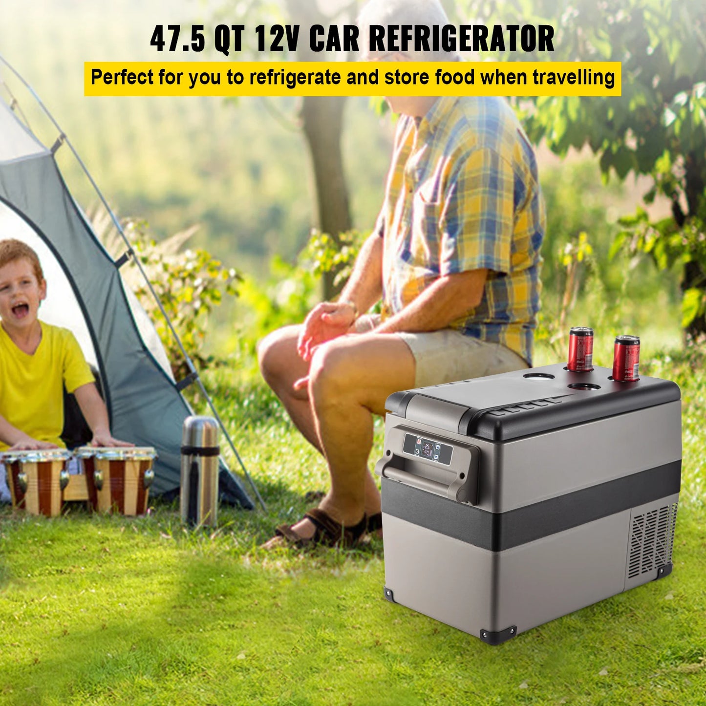 Zimonto - VEVOR Portable Small Car Freezer 45L Mini Car Refrigerator 60W Cooler 12V Portable Vehicle Car Fridge For Home and Outdoor Use