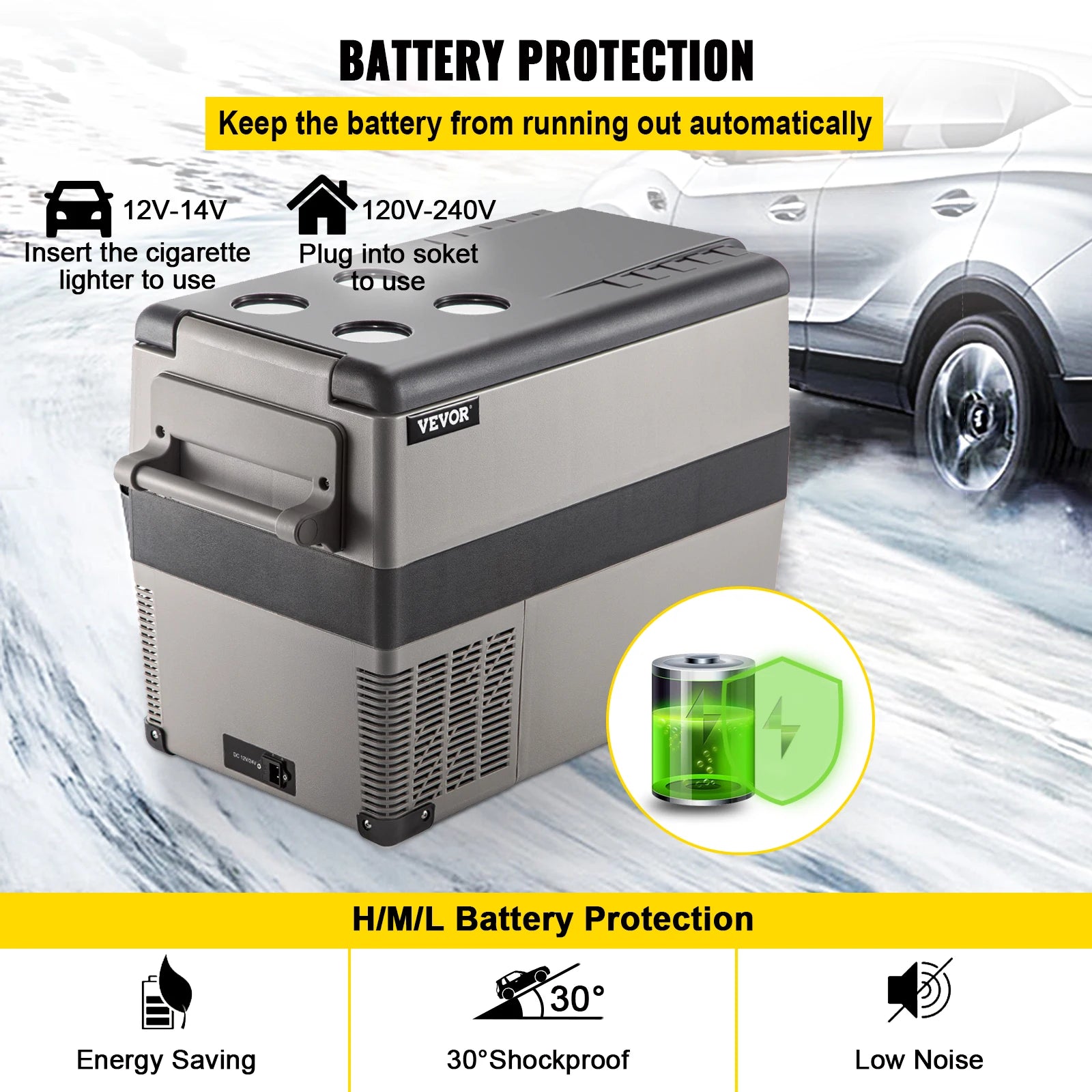 Zimonto - VEVOR Portable Small Car Freezer 45L Mini Car Refrigerator 60W Cooler 12V Portable Vehicle Car Fridge For Home and Outdoor Use