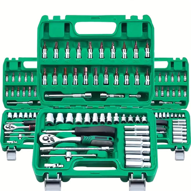 Zimonto - 53pcs, 1/4 Inch Drive Socket Ratchet Wrench Set, Bit Socket, Metric And Extension Bar Set For Automotive Repair﻿