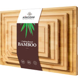 Zimonto - 4-piece extra large kitchen bamboo cutting board set, heavy duty cutting board with juice groove, inner handle design.