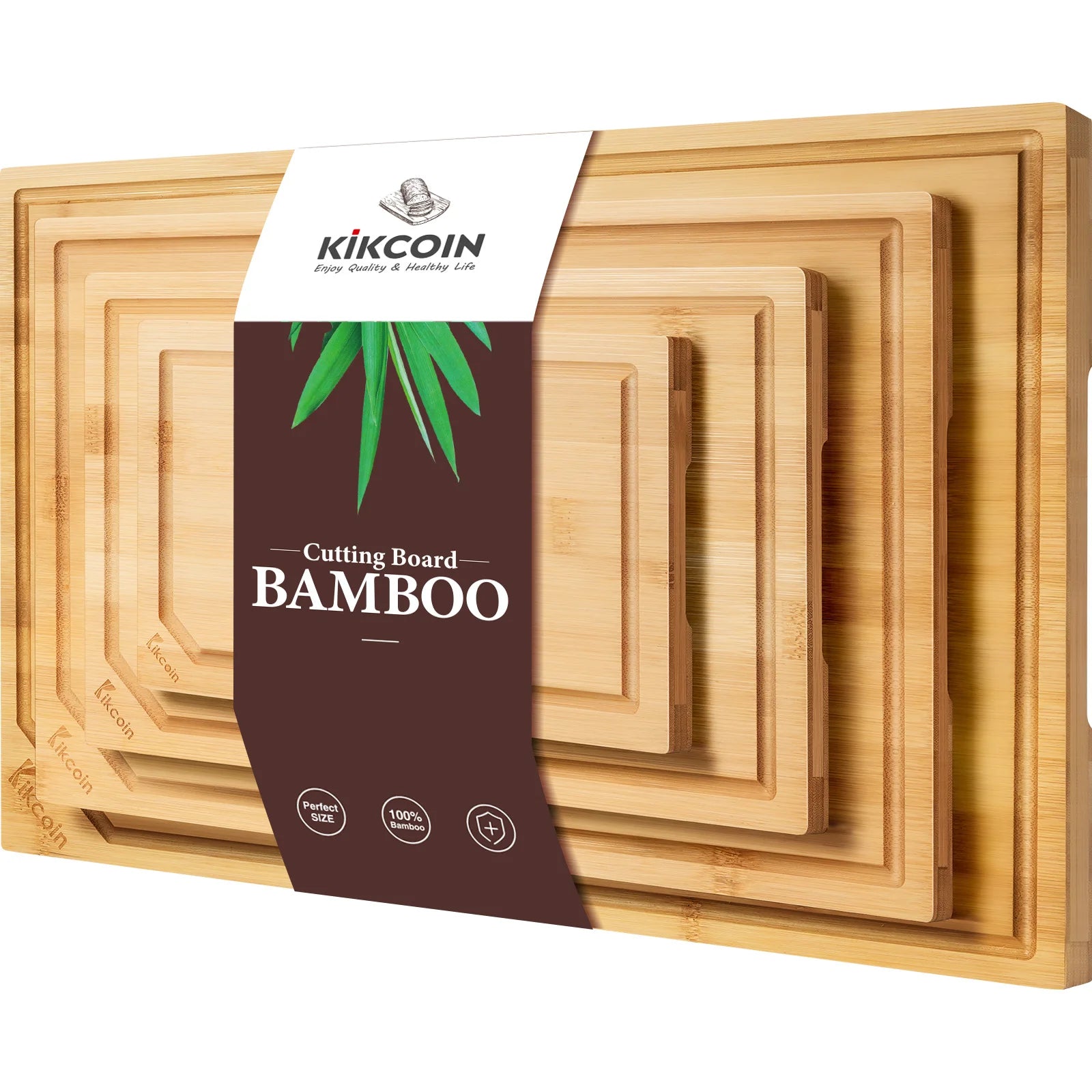 Zimonto - 4-piece extra large kitchen bamboo cutting board set, heavy duty cutting board with juice groove, inner handle design. United States Bamboo