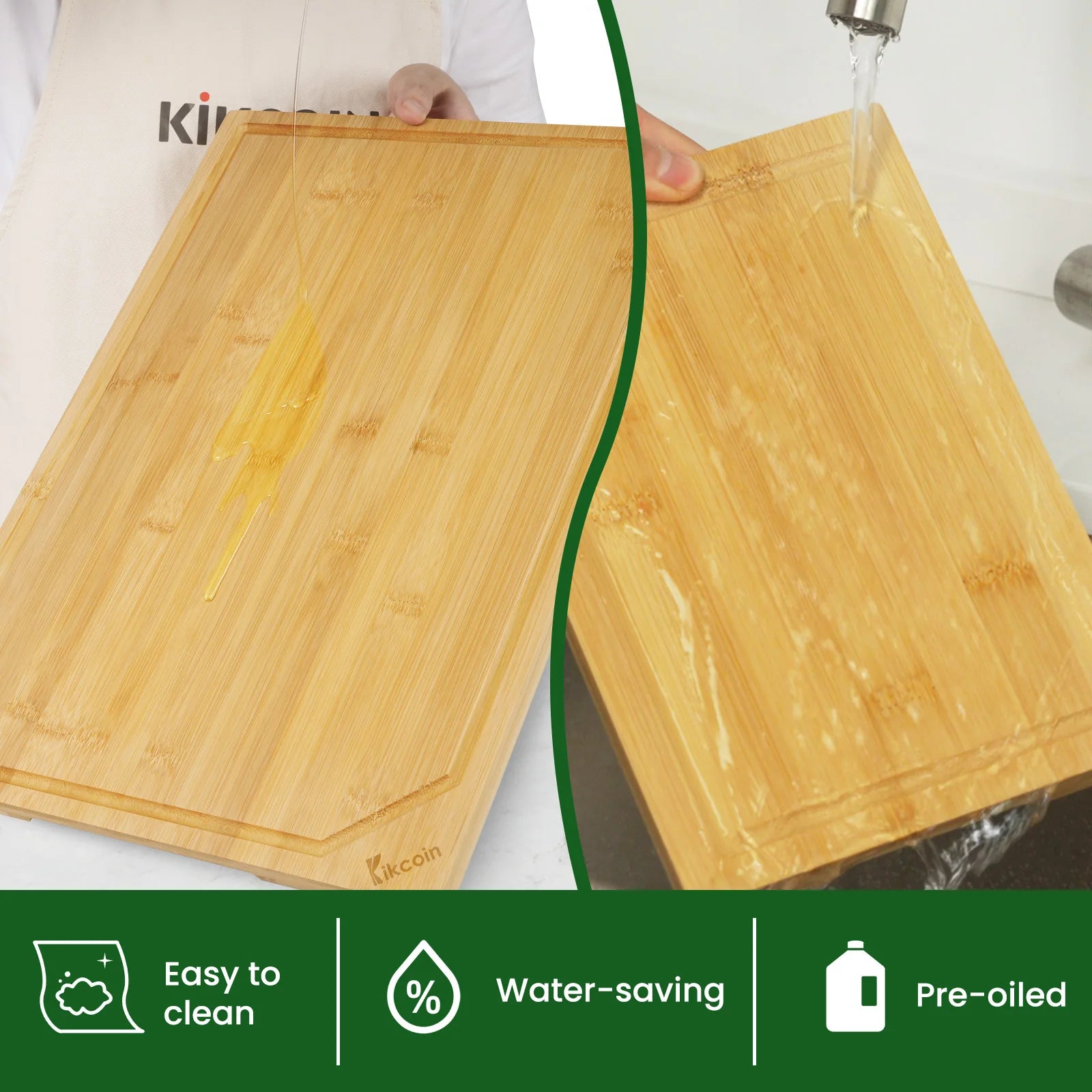 Zimonto - 4-piece extra large kitchen bamboo cutting board set, heavy duty cutting board with juice groove, inner handle design.